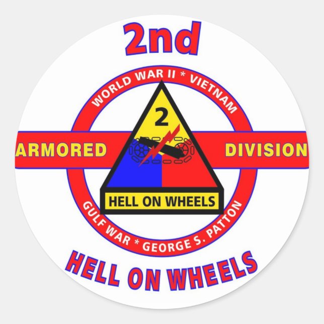 STICKER ROND 2E DIVISION ARMOIRE "ENFER SUR LES ROUES" (Devant)
