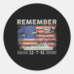 Sticker Rond 2ème guerre mondiale se souviennent de Pearl Harbo