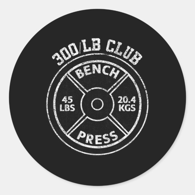 Sticker Rond 300 Lbs Pound Bench Press Club Gym Weightlifting P (Devant)