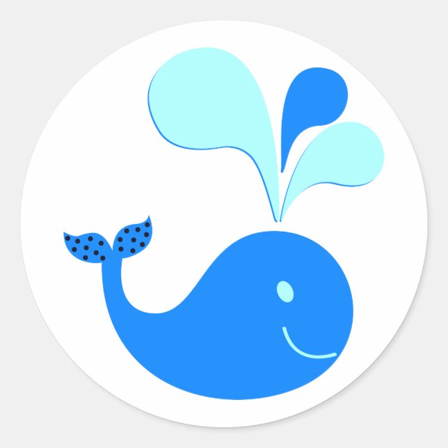 STICKER ROND 307607 GRAPHIQUES DE BALEINE BLEUE DE CARTOON CUTE (Devant)