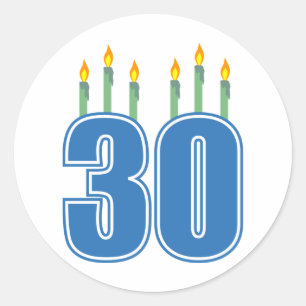 Sticker Rond 30 bougies (Bleu / Vert)
