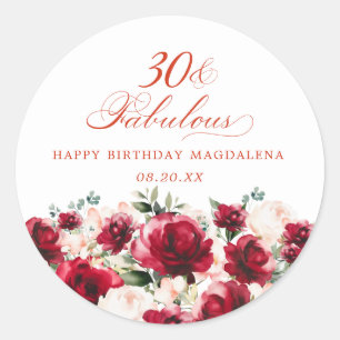 Sticker Rond 30 et fabuleux anniversaire Personnalisé