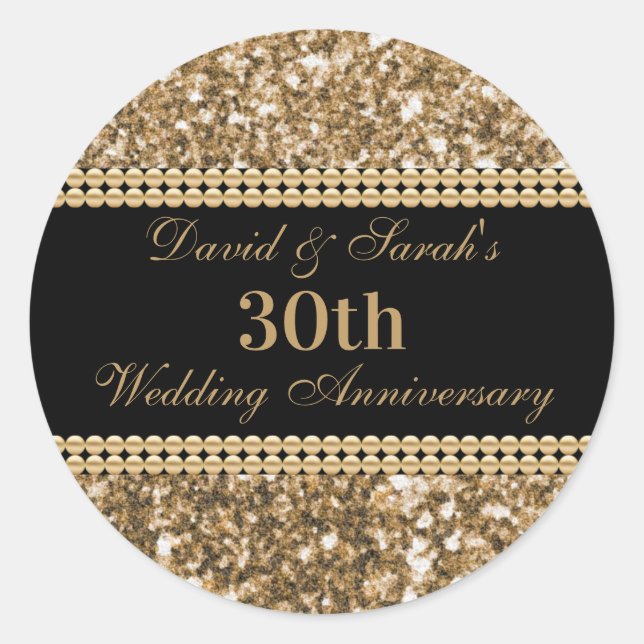 Sticker Rond 30e anniversaire de Mariage Célébration Parties sc (Devant)