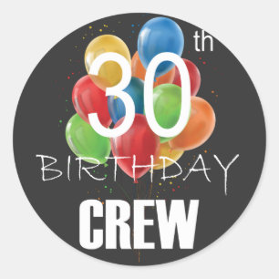 Sticker Rond 30e Anniversaire Équipage 30 Groupe d'équipage
