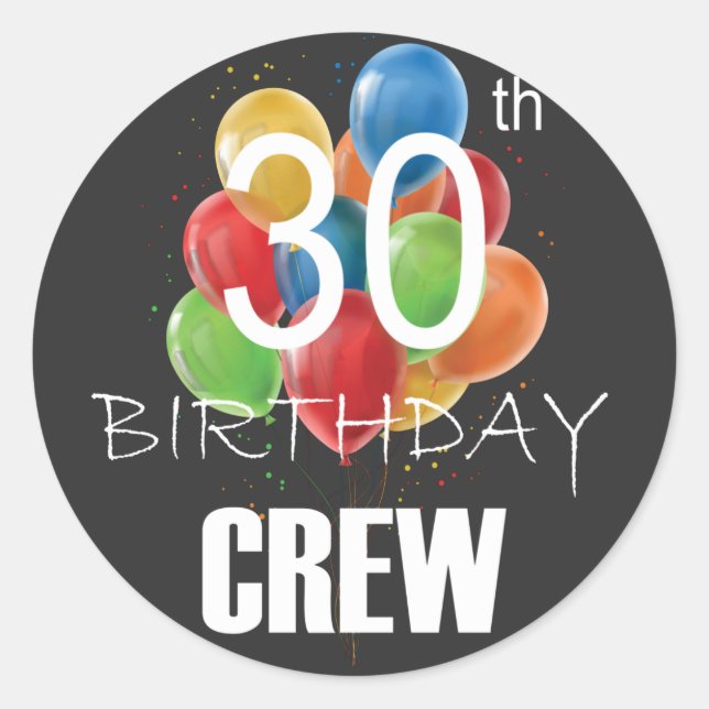 Sticker Rond 30e Anniversaire Équipage 30 Groupe d'équipage (Devant)