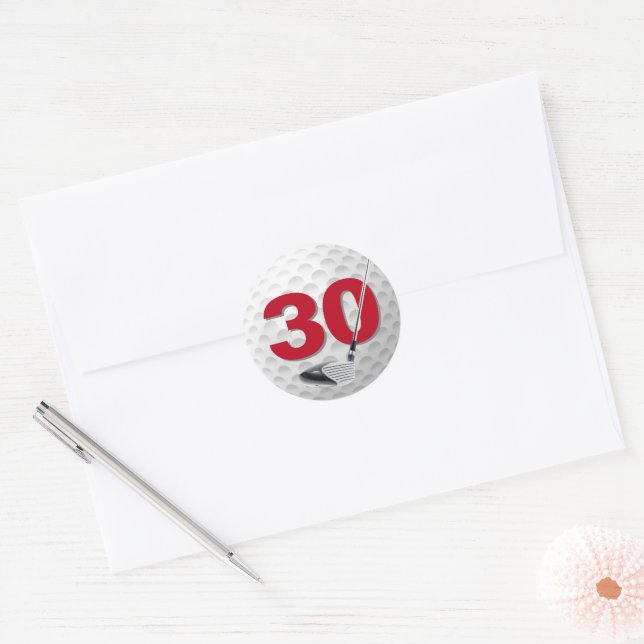 Sticker Rond 30e anniversaire Golf Ball Design (Enveloppe)