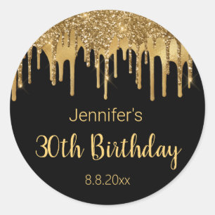 Sticker Rond 30e anniversaire heureux parties scintillant goutt