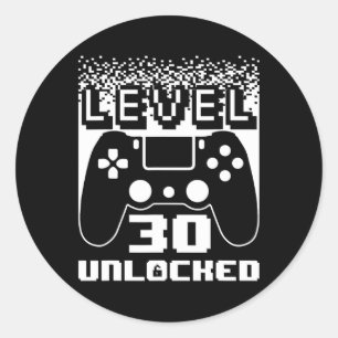 Sticker Rond 30e Anniversaire Pour Homme Niveau 30 Jeu Déverrou