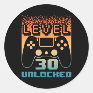 Sticker Rond 30e Anniversaire Pour Homme Niveau 30 Jeu Déverrou