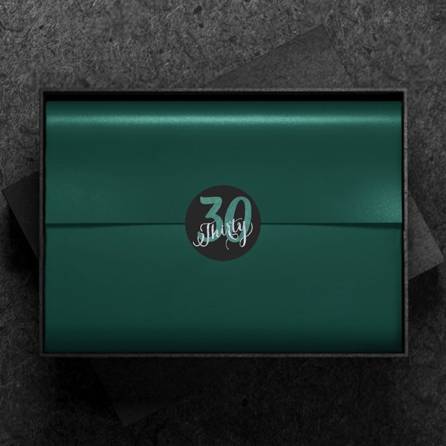 Sticker Rond 30e Vert | Black Anniversaire Party | (Créateur téléchargé)