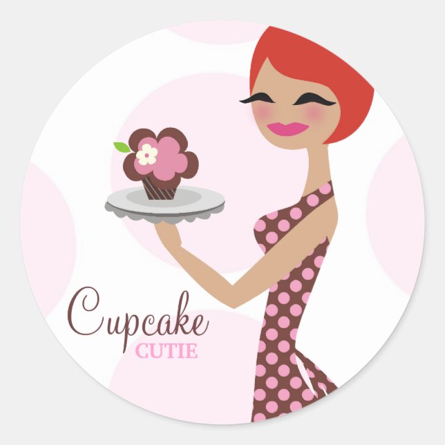 Sticker Rond 311-Cherrie l'autocollant Cutie Cupcake (Devant)