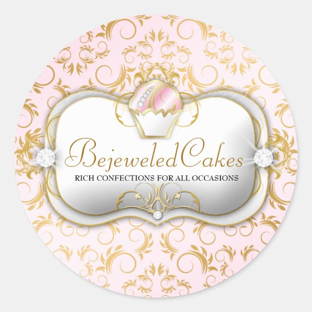 Sticker Rond 311 Ciao Bella Bejeweled Cakes Arrière - plan rose (Devant)