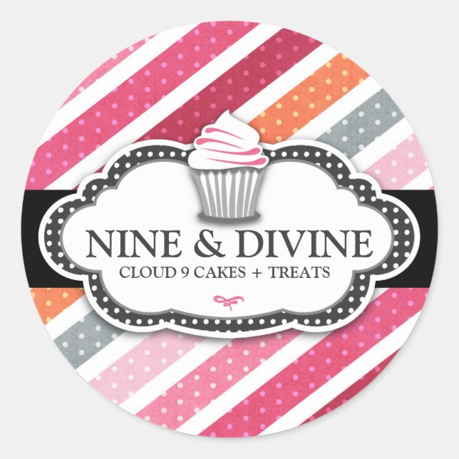 Sticker Rond 311 Cupcakes Divins À Grilles Dotées (Devant)