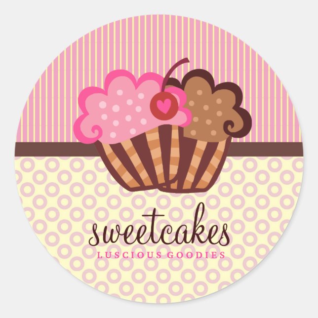 Sticker Rond 311 Gâteaux sucrés Pots de gâteau en bandes (Devant)
