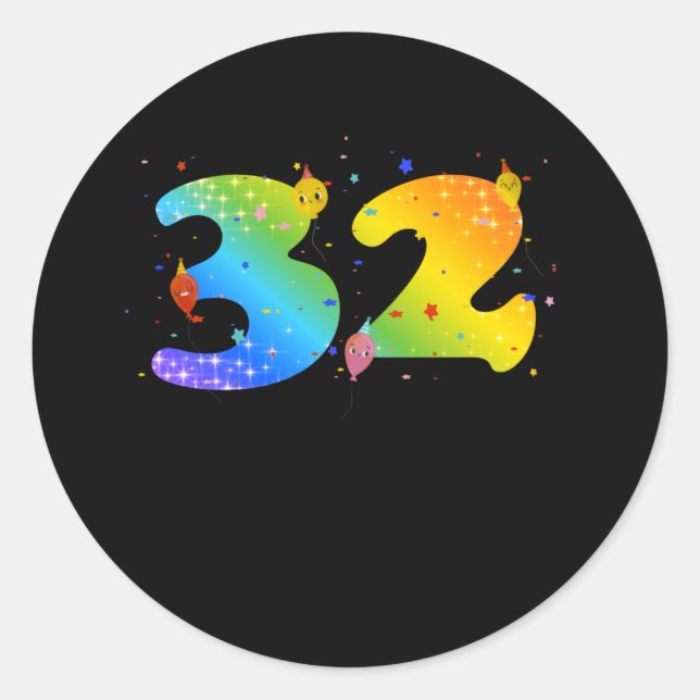 Sticker Rond 32 Year Old Girls 32e Birthday (Devant)