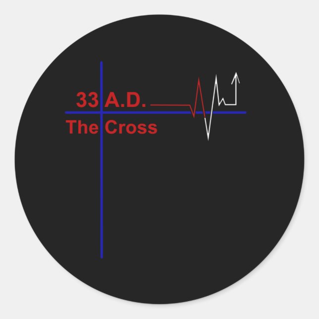 Sticker Rond 33 A.D. Croix de Heartbeat (Devant)