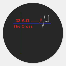 Sticker Rond 33 A.D. Croix de Heartbeat
