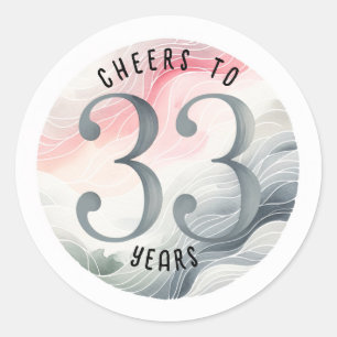 Sticker Rond 33 Aquarelle d'anniversaire ou d'anniversaire