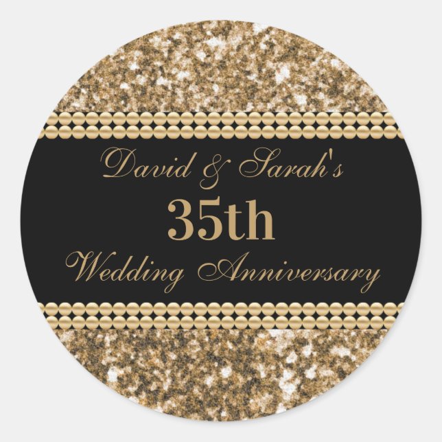 Sticker Rond 35e anniversaire de Mariage Célébration Parties sc (Devant)