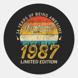 Sticker Rond 38 Ans 1987 Retro Awesome 38e anniversaire Cadeau