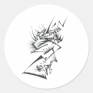 Sticker Rond 39 Art Tribal Tatouage Abstrait Noir Blanc