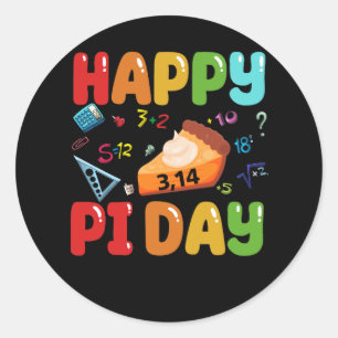 Sticker Rond 3.14 Happy Pi Day Pie Day Pi Symbol For Math Lover