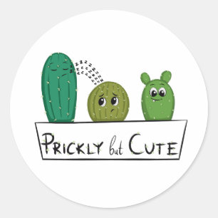 Sticker Rond 3 bébés cactus de dessin animé dans un pot