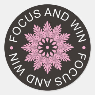 Sticker Rond 3 Citations Word ~Focus Et Gagner ~motivation