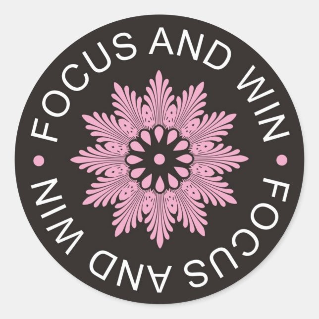 Sticker Rond 3 Citations Word ~Focus Et Gagner ~motivation (Devant)