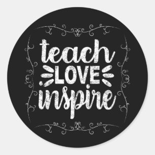 Sticker Rond 3- Enseigner l'Amour Inspirer chemise, Retro Ensei