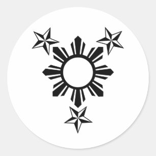 Sticker Rond 3 étoiles et soleil
