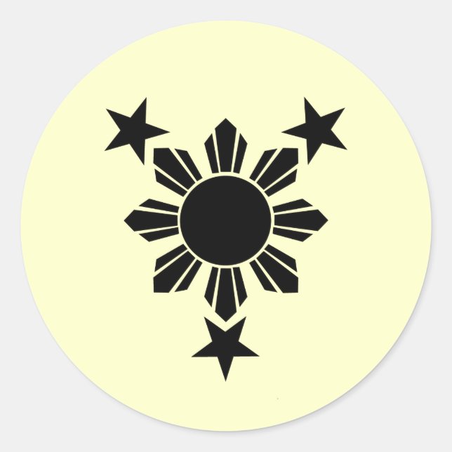 Sticker Rond 3 Étoiles et Soleil solide (Sticker) (Devant)