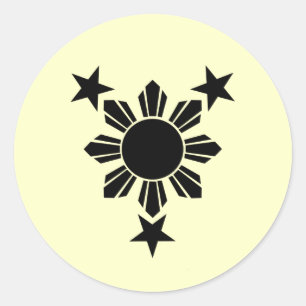 Sticker Rond 3 Étoiles et Soleil solide (Sticker)