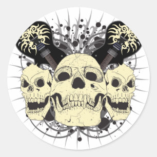 Sticker Rond 3 guitares crâniennes