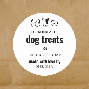 Sticker Rond 3" Homemade Chien Treat Cadeau ou Favoriser Étique