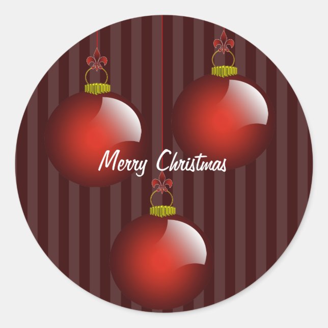 Sticker Rond 3 ornements rouges (Devant)