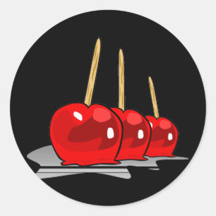 Sticker Rond 3 Pommes à bonbons rouges