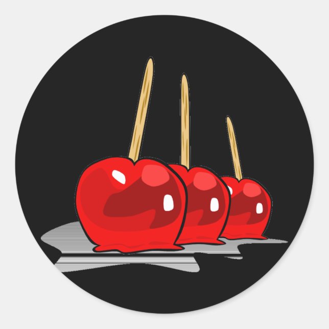 Sticker Rond 3 Pommes à bonbons rouges (Devant)