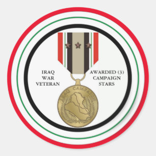 STICKER ROND 3 STARS IRAK CAMPAIGN ÉTAIT UN VÉTÉRAN