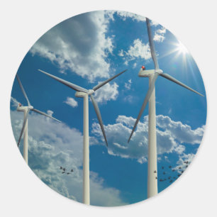 Sticker Rond 3 Turbines éoliennes
