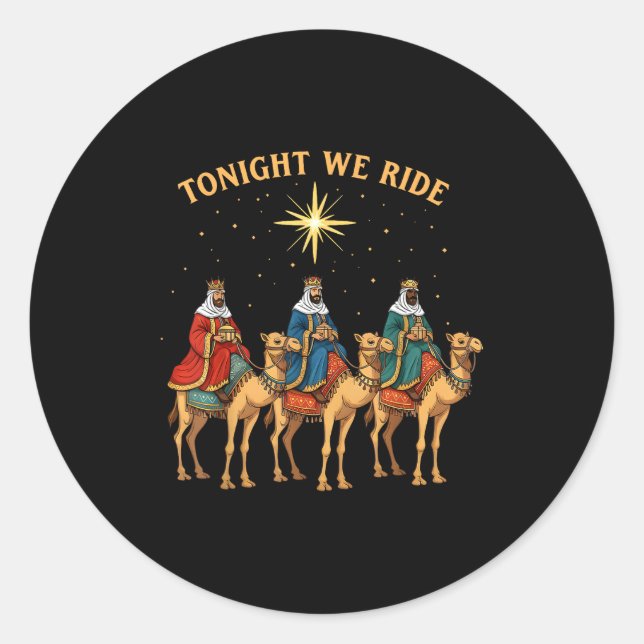 Sticker Rond 3 Wise Men Tonight We Ride Christmas  (Devant)
