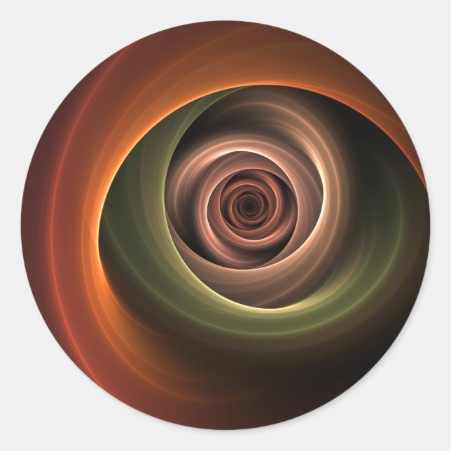Sticker Rond 3D Spirale Abstraite couleurs chaudes Art fractal  (Devant)