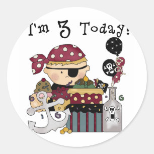 Sticker Rond 3e anniversaire Pirate Tshirts et cadeaux