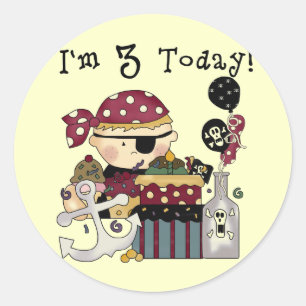 Sticker Rond 3e anniversaire Pirate Tshirts et cadeaux