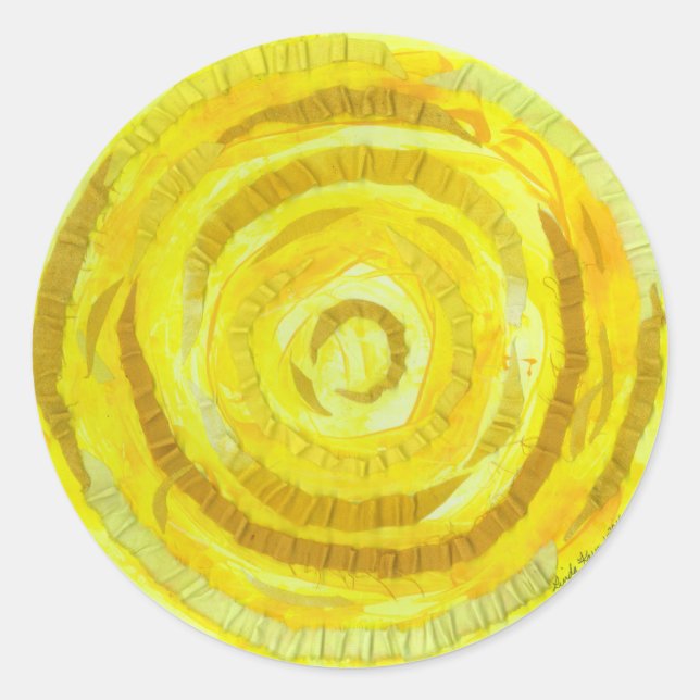 Sticker Rond 3e chakra en plexus solaire-#2 illustration jaune (Devant)