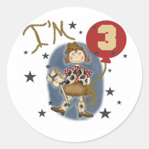 Sticker Rond 3e Cowgirl Tshirts et cadeaux d'anniversaire