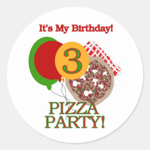 Sticker Rond 3e fête de pizza Tshirts et cadeaux d'anniversaire