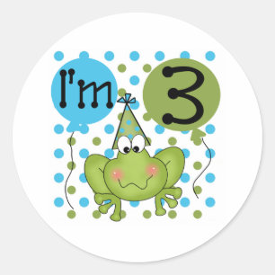 Sticker Rond 3ème anniversaire de grenouille bleue