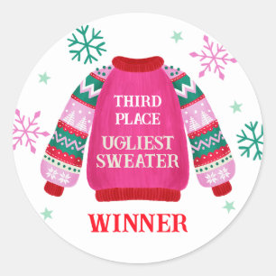 Sticker Rond 3ème gagnant du concours de pull moche