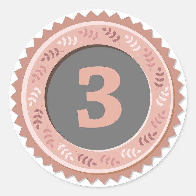 Sticker Rond 3rd Place Bronze Medal Dark (Devant)